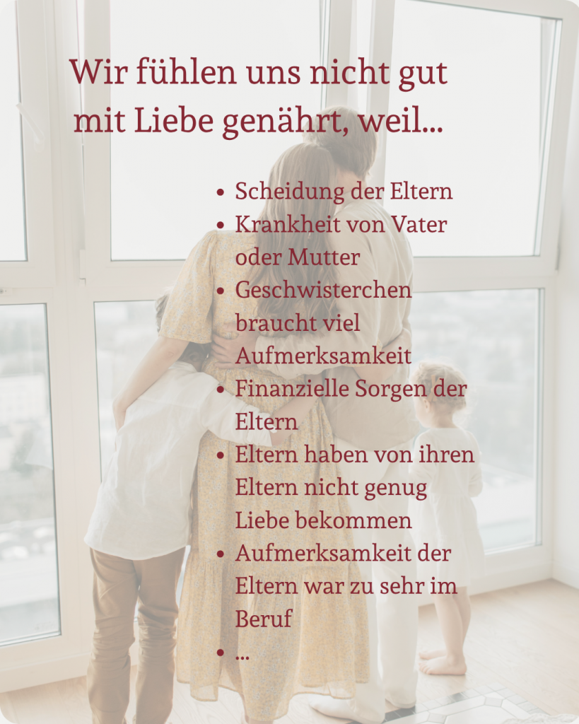 Wir fühlen uns nicht gut mit Liebe genährt Familienaufstellung - Wir fühlen uns nicht gut mit Liebe genährt
